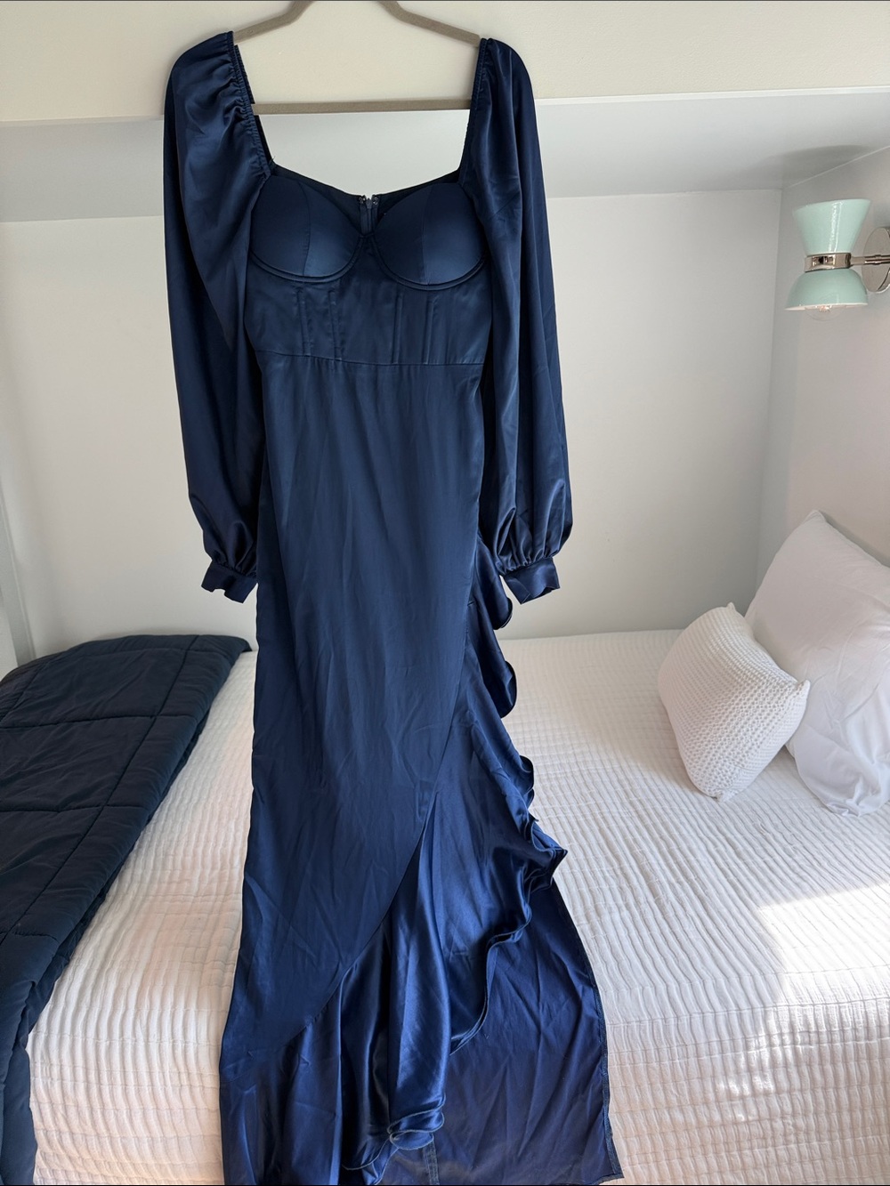 Boohoo Navy Long Sleeve Maxi Dress